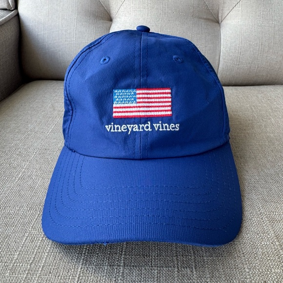 Vineyard Vines Accessories - Vineyard Vines Royal Blue Baseball Cap with Embroidered American Flag